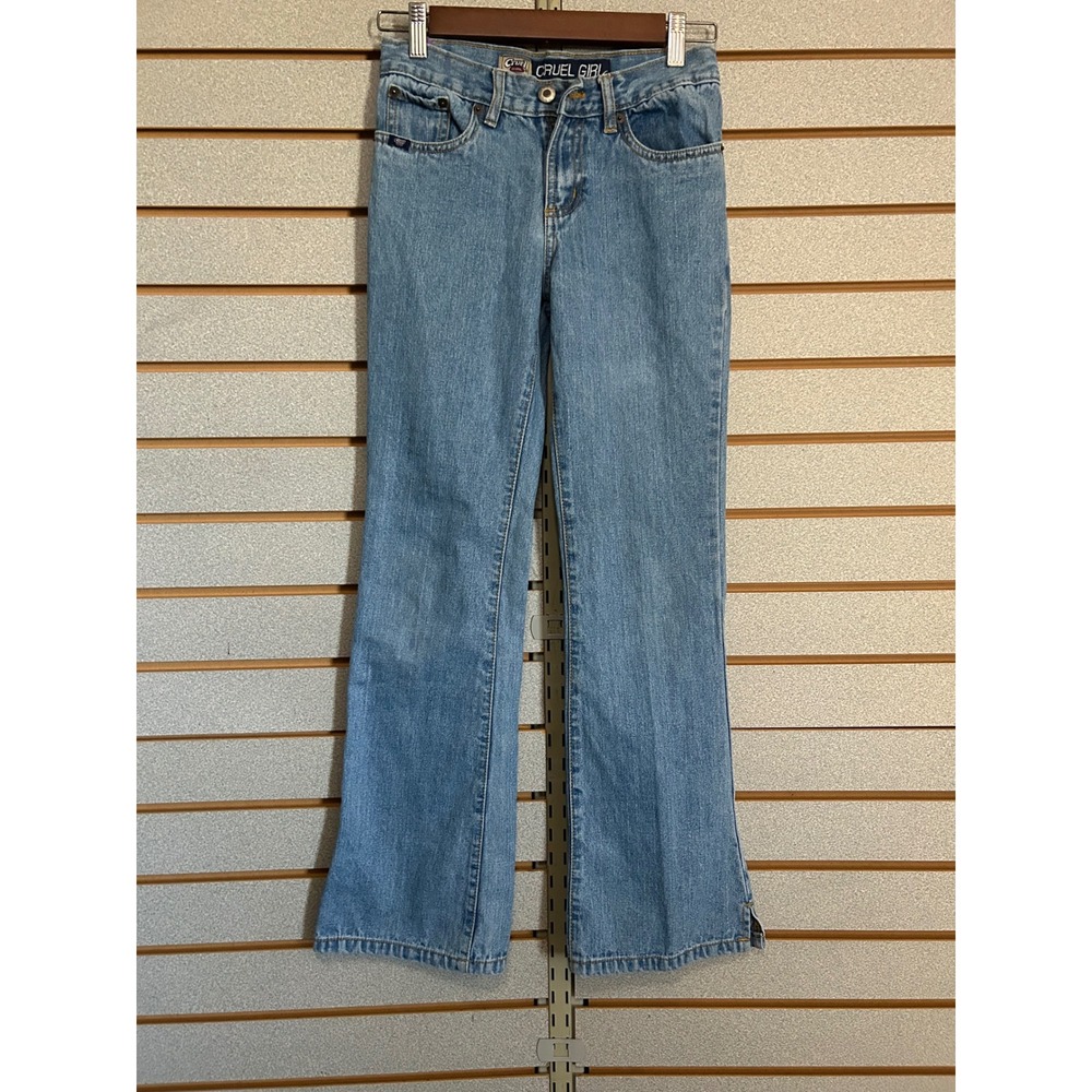 Cruel Girl Kids Girls Blue Denim Bootcut Jeans Size 12S Light Wash Western Y2K